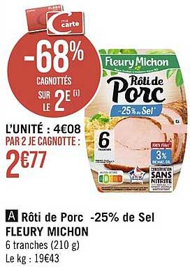 rôti de porc -25% de sel fleury michon