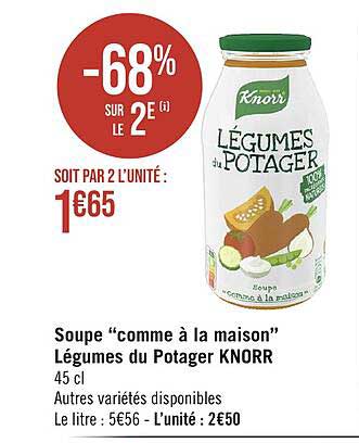 soupe "comme à la maison" légumes du potager knorr