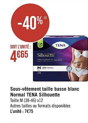 sous-vêtement taille basse blanc normal tena silhouette