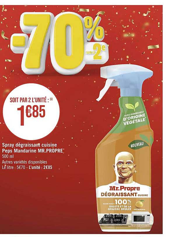 spray dégraissant cuisine peps mandarine mr. propre