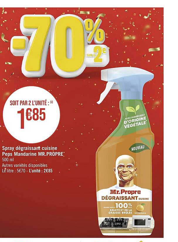 spray dégraissant cuisine peps mandarine mr. propre
