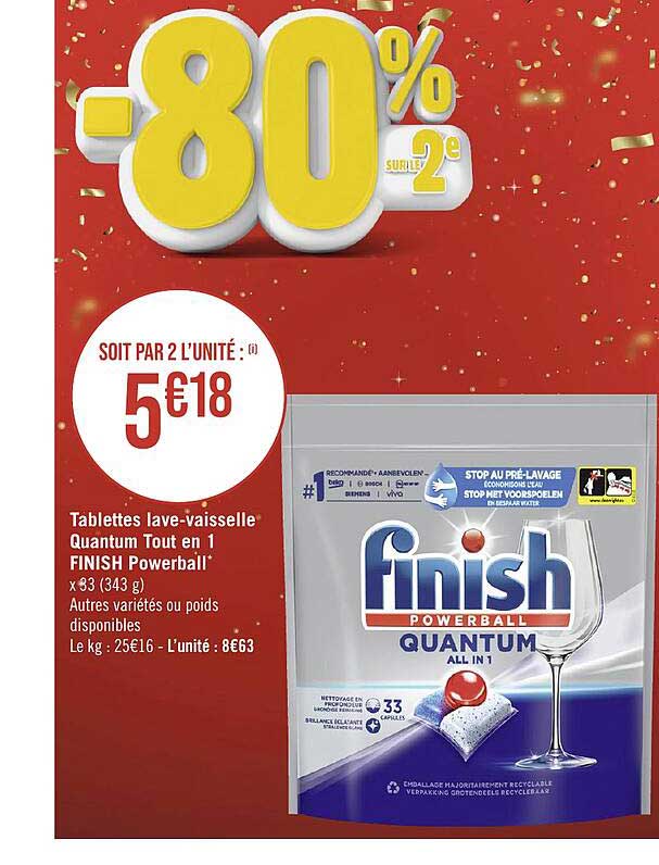 tablettes lave-vaisselle quantum tout en 1 finish powerball