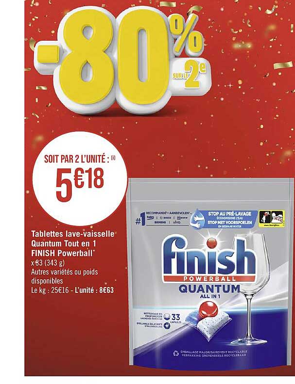 tablettes lave-vaisselle quantum tout en 1 finish powerball