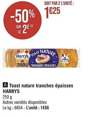 toast nature tranches épaisses harrys