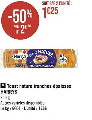 Toast Nature Tranches épaisses Harrys
