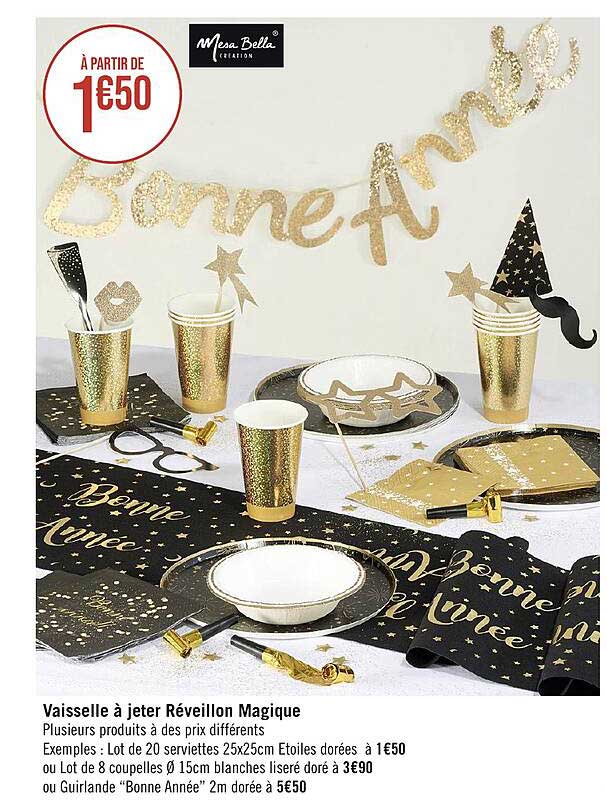 vaisselle à jeter réveillon magique