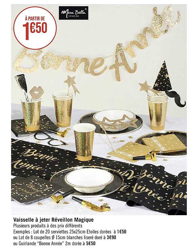 vaisselle à jeter réveillon magique mesa bella