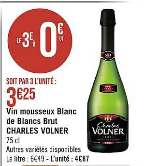vin mousseux blanc de blancs brut charles volner