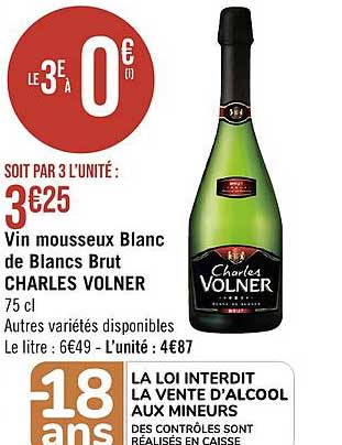 vin mousseux blanc de blancs brut charles volner