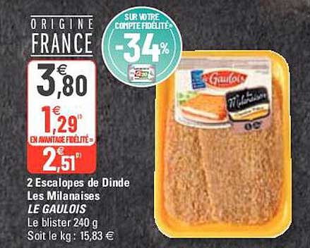 2 Escalopes De Dinde Les Milanaises Le Gaulois