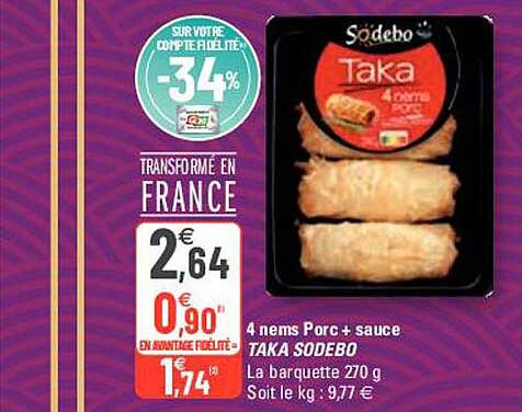 4 nems porc + sauce taka sodebo