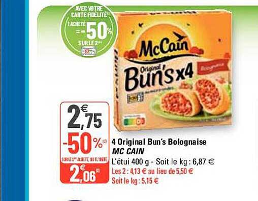 4 original bun's bolognaise mc cain