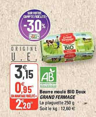beurre moulé bio doux grand fermage