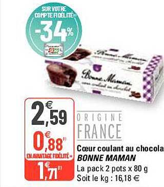 cœur coulant au chocolat bonne maman