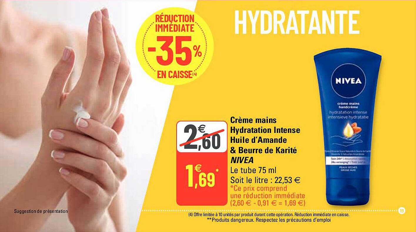 crème mains hydratation intense huile d'amande & beurre de karité nivea