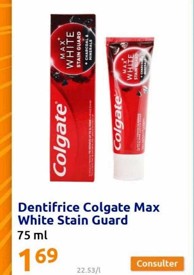 dentifrice colgate max white stain guard