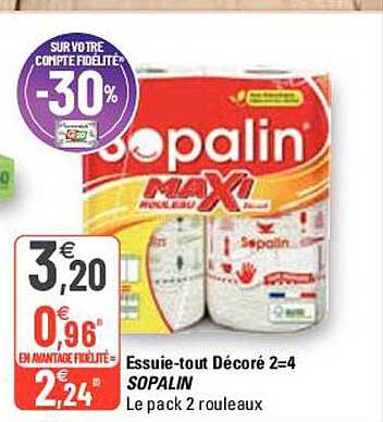 essuie-tout décoré 2=4 sopalin