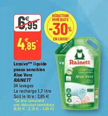 lessive liquide peaux sensibles aloe vera rainett