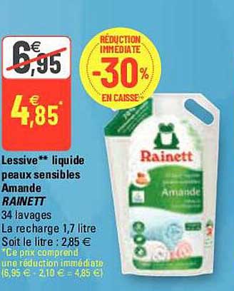 lessive liquide peaux sensibles amande rainett