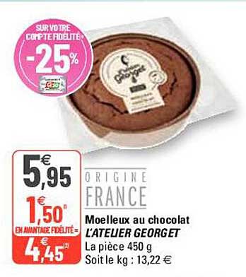 moelleux au chocolat l'atelier georget