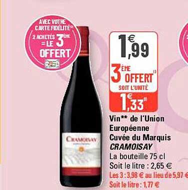 vin de l'union européenne cuvée du marquis cramoisay