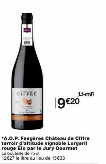a.op. faugères château de ciffre terroir d'altitude vignoble lorgeril rouge élu par lu jury gourmet