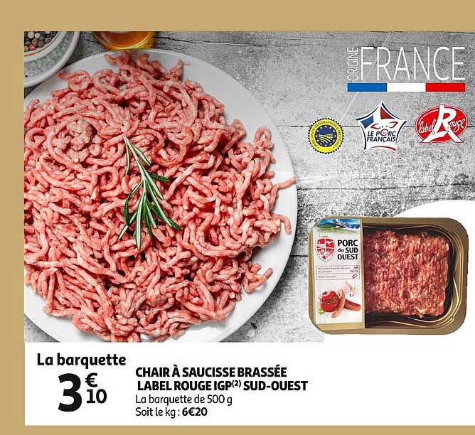 chair à saucisse brassée label rouge igp sud-ouest