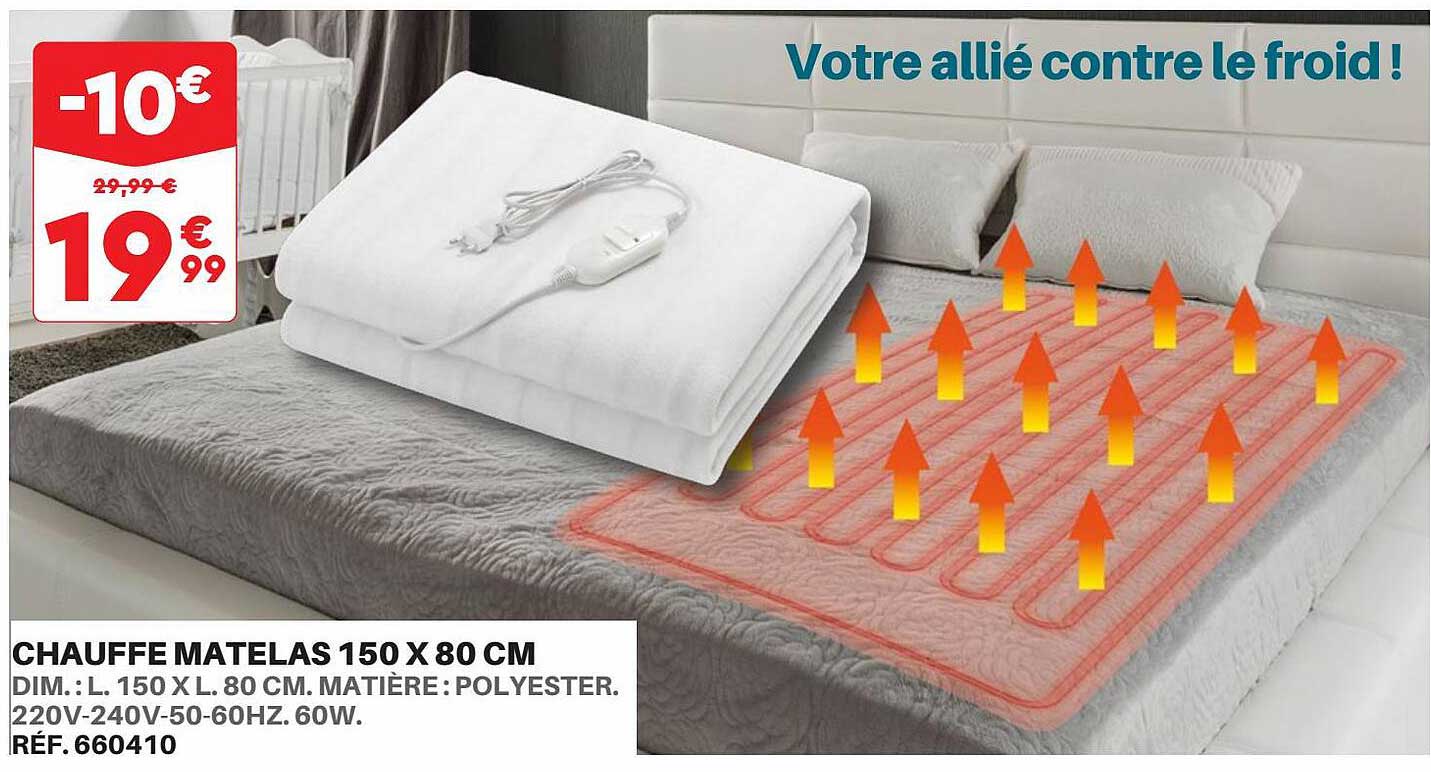 chauffe matelas 150 x 80 cm