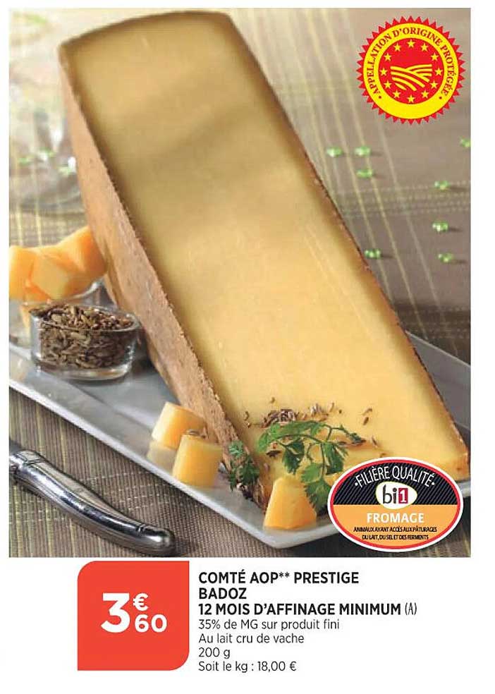 comté aop prestige badoz 12 mois d'affinage minimum