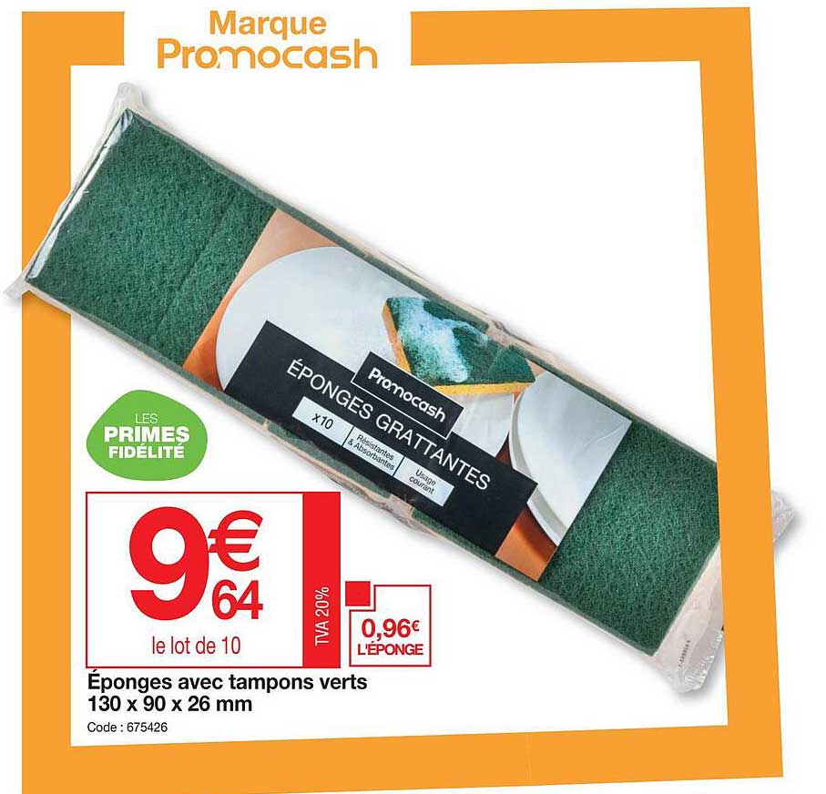 éponges Avec Tampons Verts 130 X 90 X 26 Mm