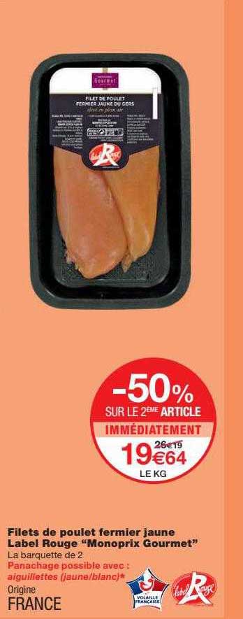 Filets De Poulet Fermier Jaune Label Rouge "monoprix Gourmet"