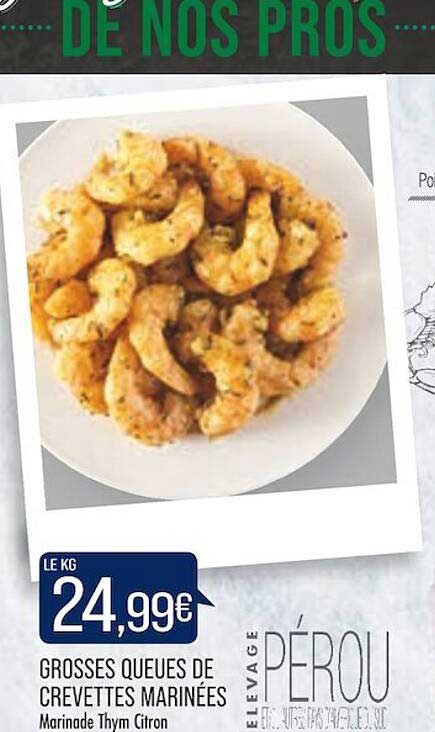 grosses queues de crevettes marinées