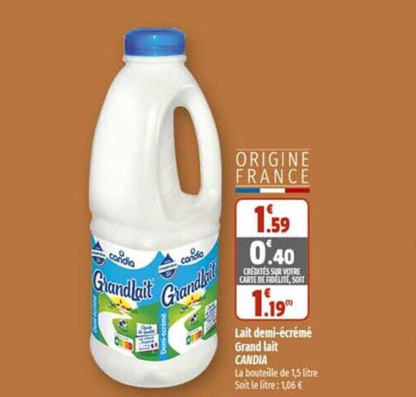 lait demi-écrémé grand lait candia