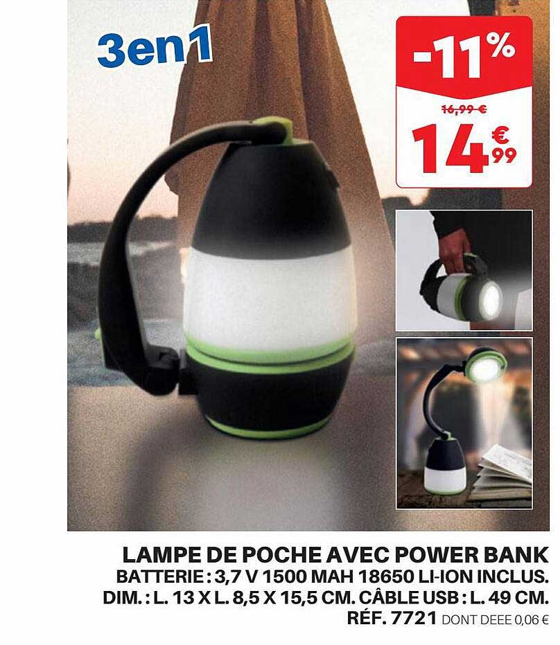 lampe de poche avec power bank