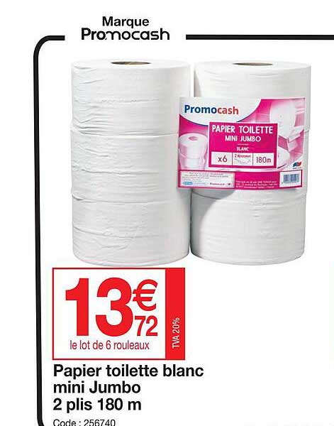 papier toilette blanc mini jumbo 2 plis 180 m