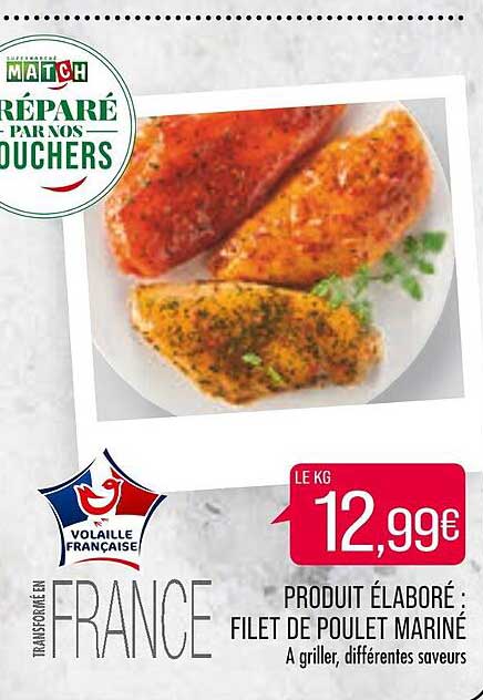 produit élaboré : filet de poulet mariné
