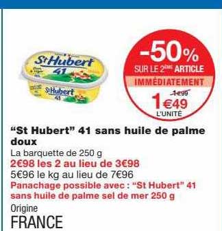 "st hubert" 41 sans huile de palme doux