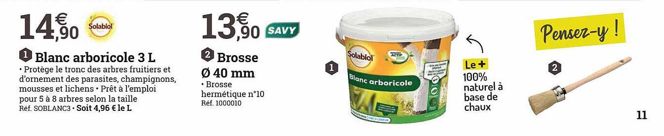 1- Blanc Arboricole 3l 2 Brosse ø 40mm