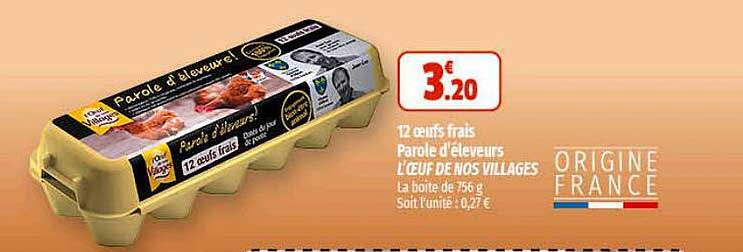 12 œufs frais parole d'éleveurs l'œuf de nos villages