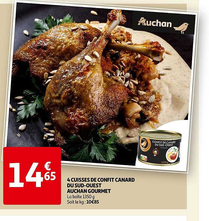 4 cuisses de confit canard du sud-ouest auchan gourmet