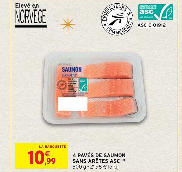 4 Pavés De Saumon Sans Arêtes Asc