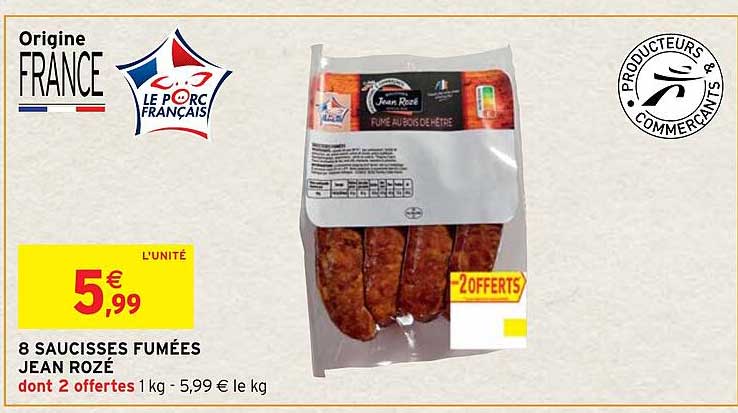 8 saucisses fumées jean rozé