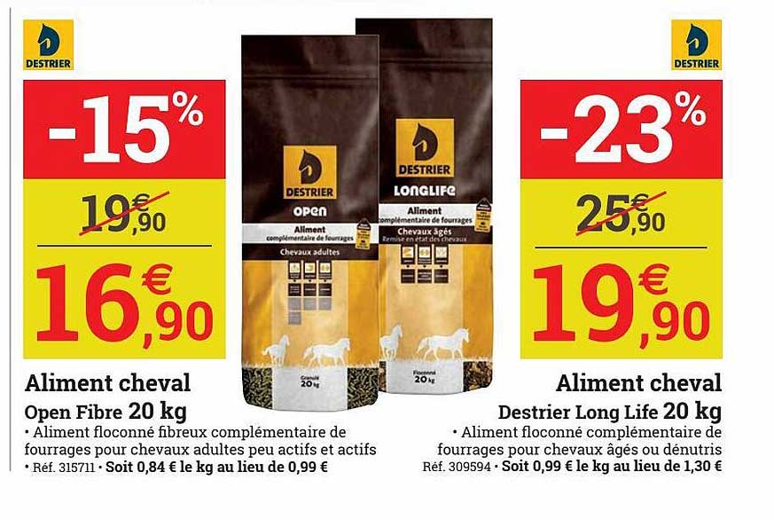 aliment cheval open fibre 20kg aliment cheval destrier long life 20kg
