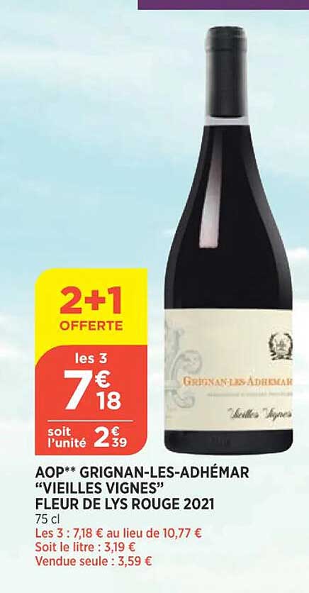 aop grignan-les-adhémar "vieilles vignes" fleur de lys rouge 2021