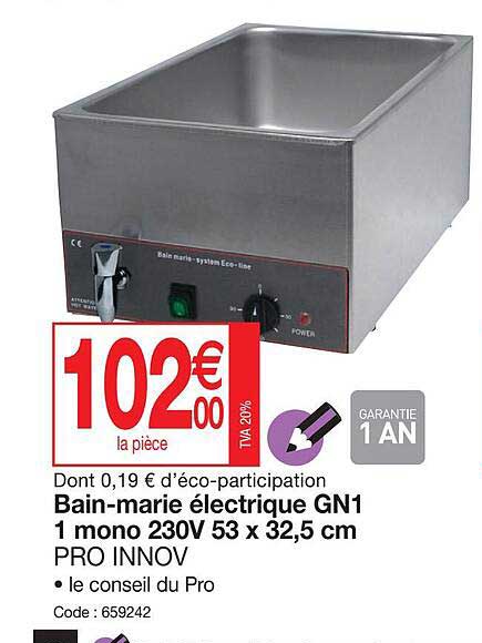bain-marie électrique gn1 1 mono 230v