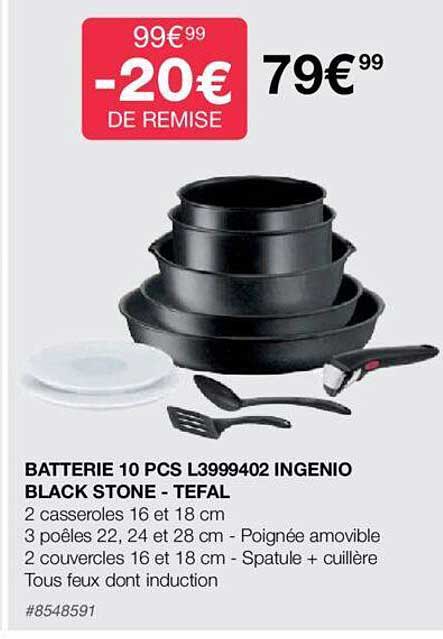 batterie 10 pcs l3999402 ingenio black stone - tefal