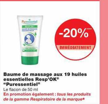baume de massage aux 19 huiles essentielles resp'ok "puressentiel"