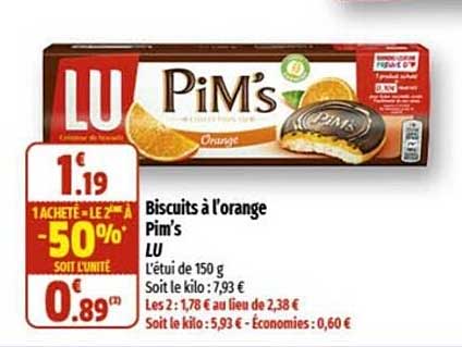 biscuits à l'orange pim's lu