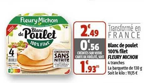 blanc de poulet 100% filet fleury michon