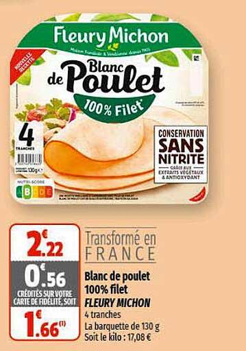 blanc de poulet 100% filet fleury michon